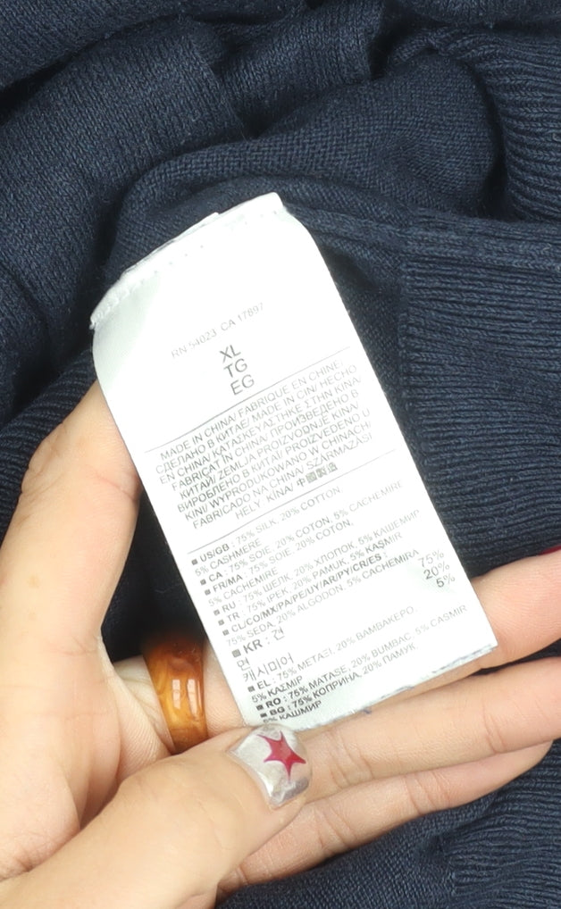 Banana Republic Men’s Blue XL V-Neck Silk Cotton Cashmere Jumper
