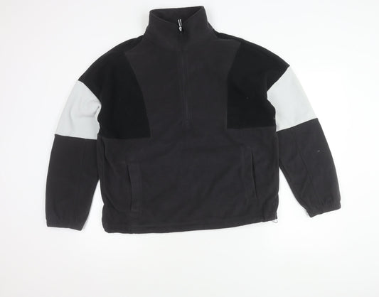 Marks and Spencer Womens Black Grey Fleece Sweatshirt Size 12 1/2 Zip