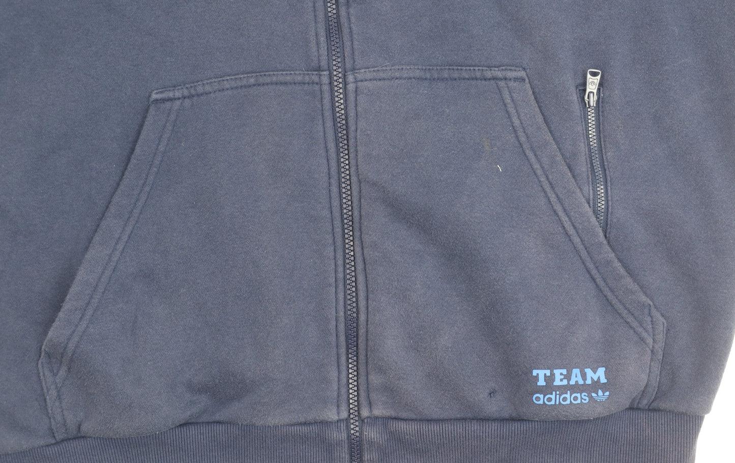 Adidas Mens XL Blue Hooded Full Zip Jacket Cotton Blend
