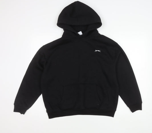 Slazenger Women Black Hoodie Size 10 Pullover Logo Sportswear