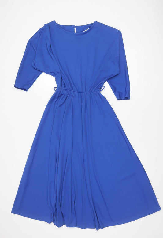 La Femme Women’s Blue Retro Midi A-Line Dress Size 12