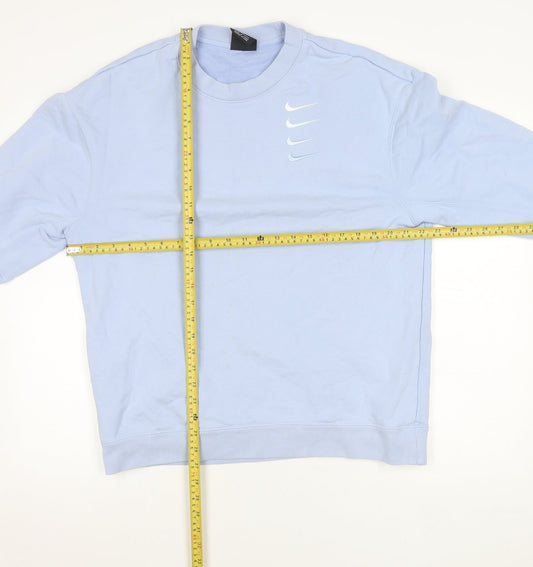 Nike Women’s Blue Pullover Sweatshirt L Cotton Blend Logo