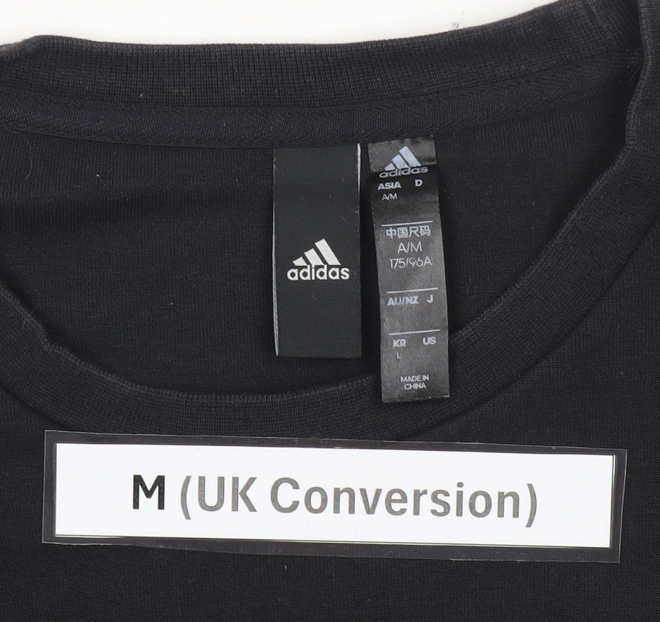 Adidas Men’s Black Sweatshirt M Pullover Crew Neck Logo Sportswear
