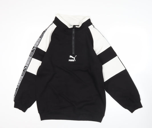 Puma Mens Black L 1/4 Zip Pullover Sweatshirt Sports Top