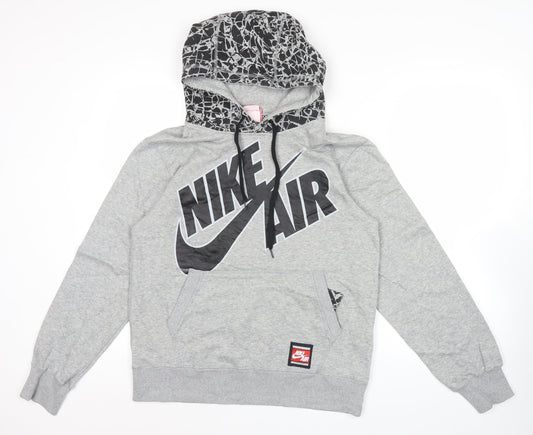 Nike Men's Grey Pullover Hoodie M Sports Graphic Hooded Sweatshirt
