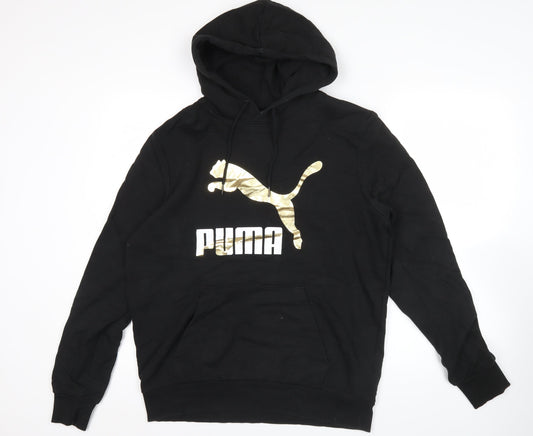 Puma Mens Black Pullover Hoodie L Logo Graphic Sportswear