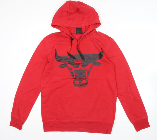 Adidas Men Red Pullover Hoodie Medium Sports Graphic Logo
