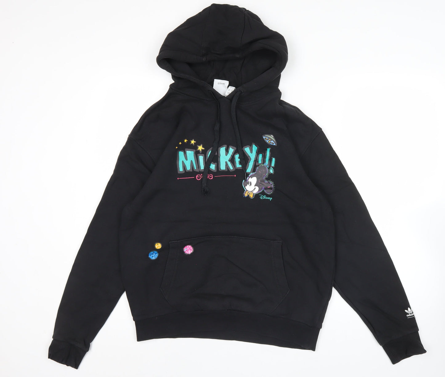 Adidas Disney Mens Black Hoodie M Mickey Mouse Graphic Pullover