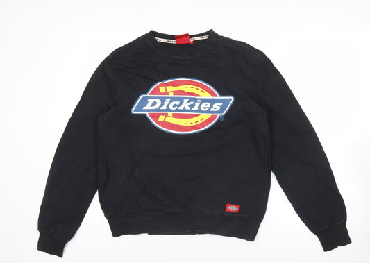 Dickies Men’s Black Crew Neck Sweatshirt M Logo Graphic Pullover