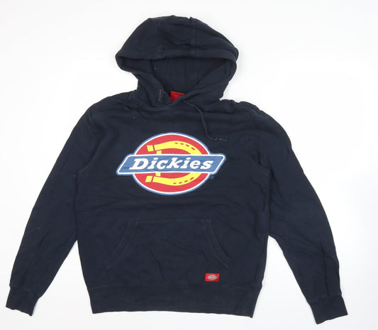 Dickies Mens Blue Pullover Hoodie Size L Logo Graphic Hooded Sweatshirt