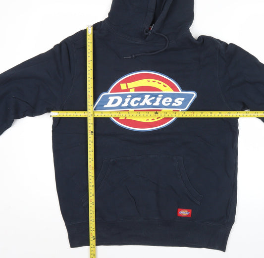 Dickies Mens Blue Pullover Hoodie Size L Logo Graphic Hooded Sweatshirt