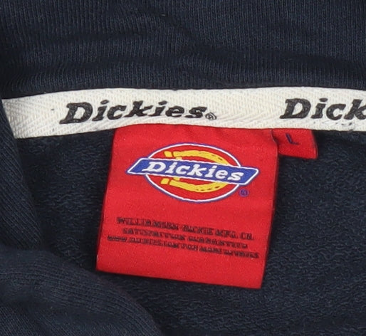 Dickies Mens Blue Pullover Hoodie Size L Logo Graphic Hooded Sweatshirt