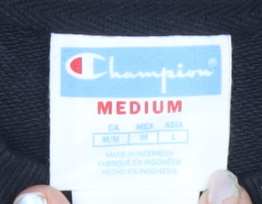 Champion Men’s Black Green Grey Sweatshirt Medium Embroidered Logo