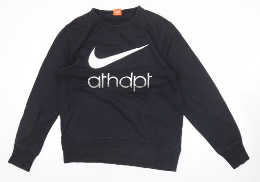 Nike Men Black Sweatshirt M Pullover Crew Neck Logo Athletic Jersey