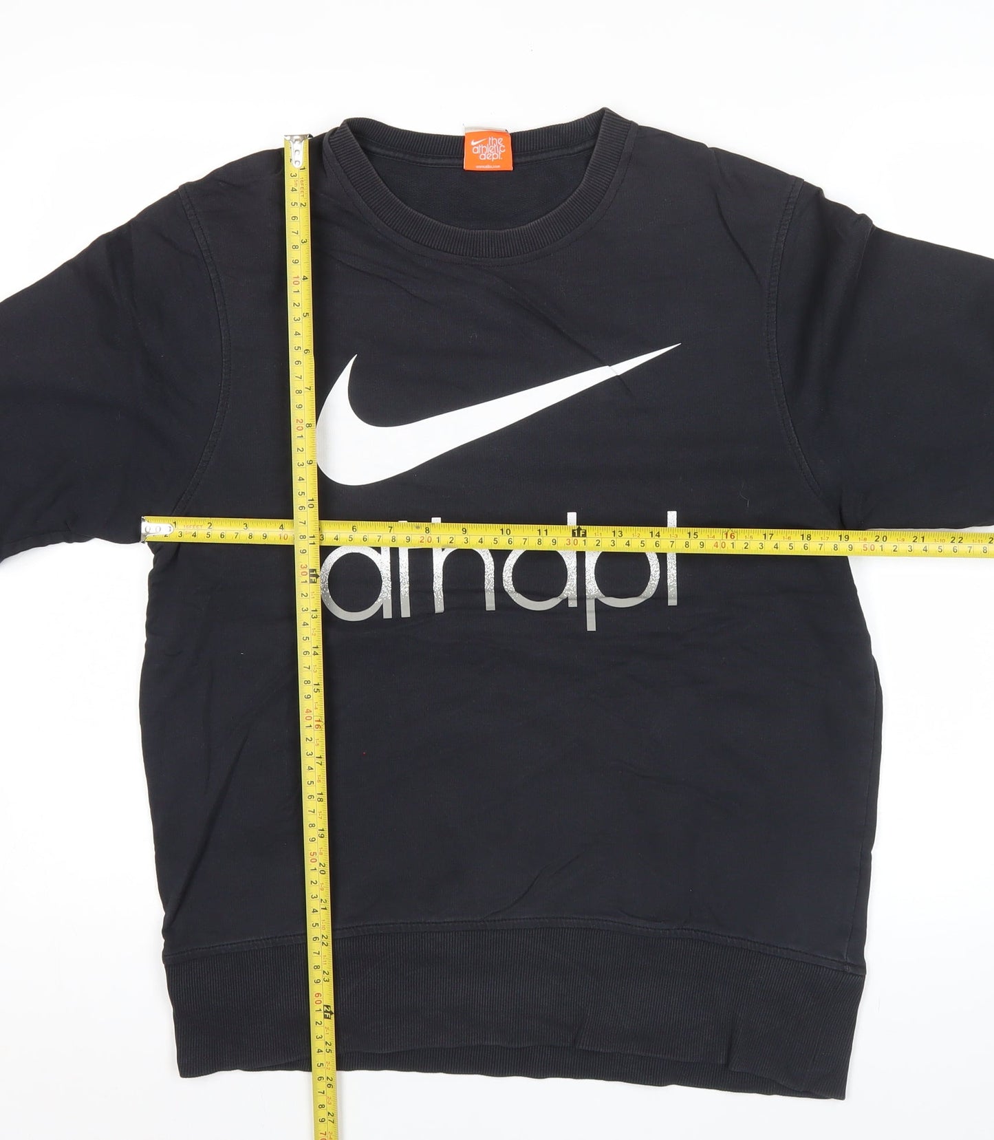 Nike Men Black Sweatshirt M Pullover Crew Neck Logo Athletic Jersey