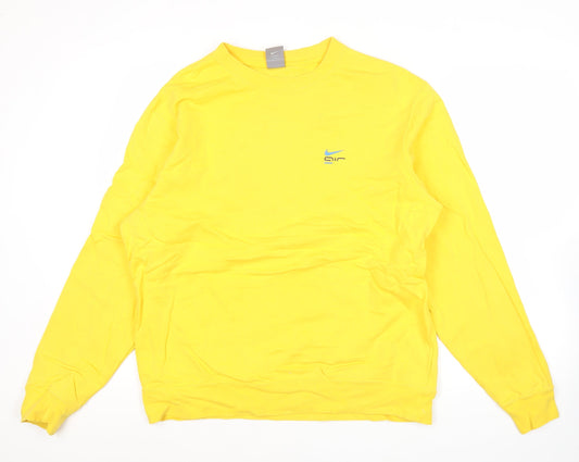 Nike Men’s Yellow 2XL Pullover Sweatshirt Graphic Print Crew Neck