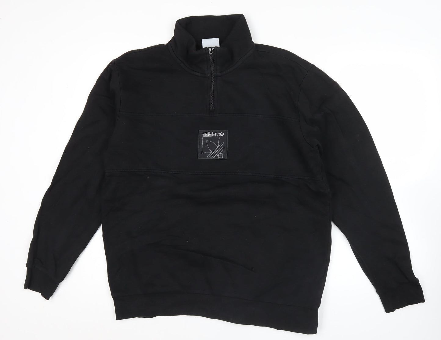 Adidas Men’s Black L 1/4 Zip Logo Sweatshirt Pullover Sportswear