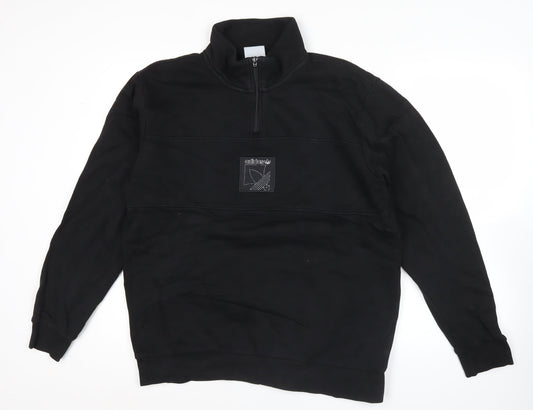 Adidas Men’s Black L 1/4 Zip Logo Sweatshirt Pullover Sportswear