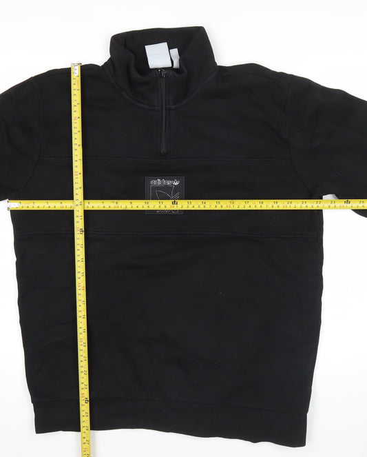 Adidas Men’s Black L 1/4 Zip Logo Sweatshirt Pullover Sportswear