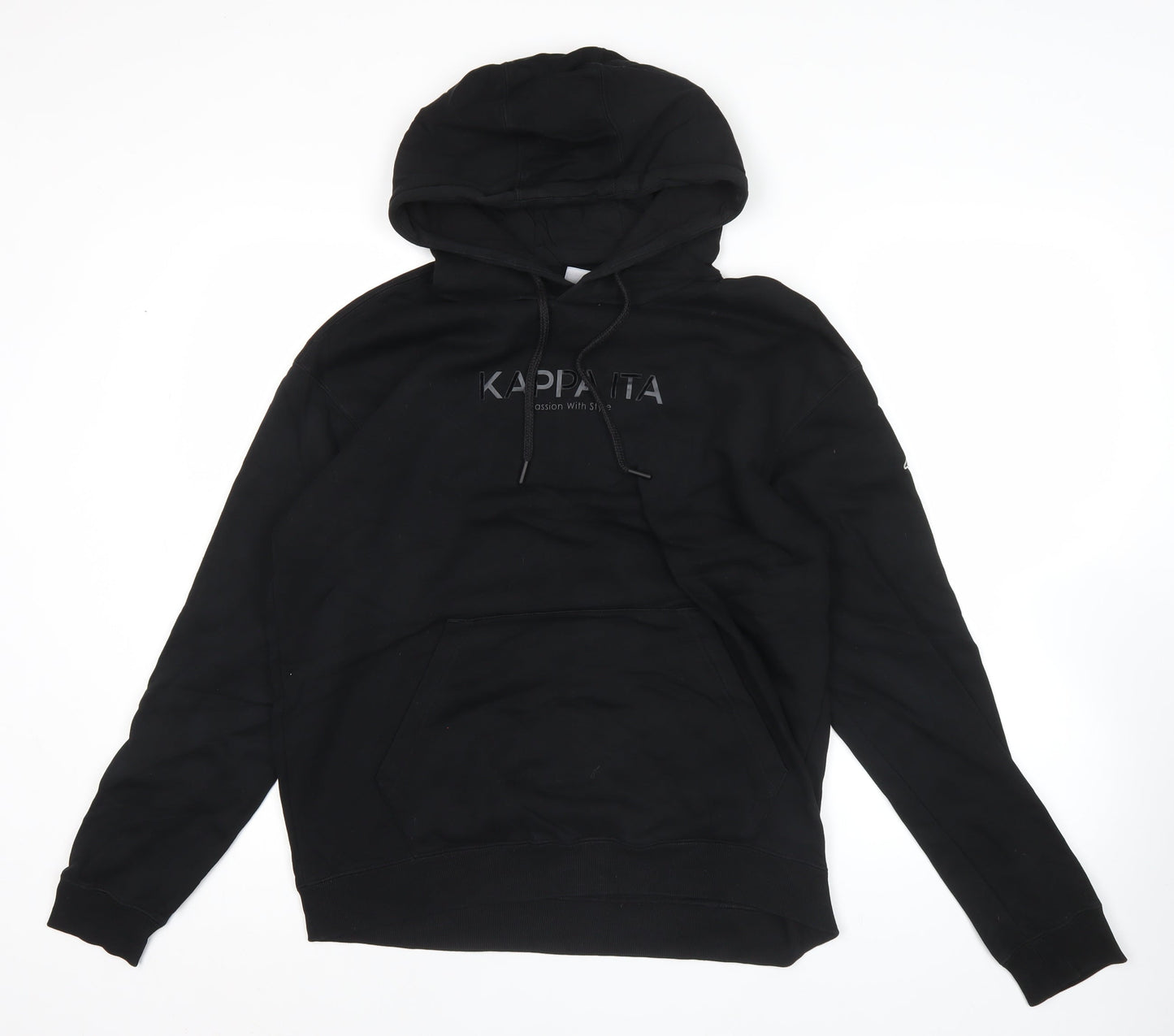 Kappa Men’s Black Pullover Hoodie L Regular Fit Logo Graphic