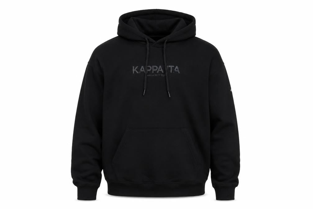 Mens UK L Regular Kappa Black Pullover Hoodie