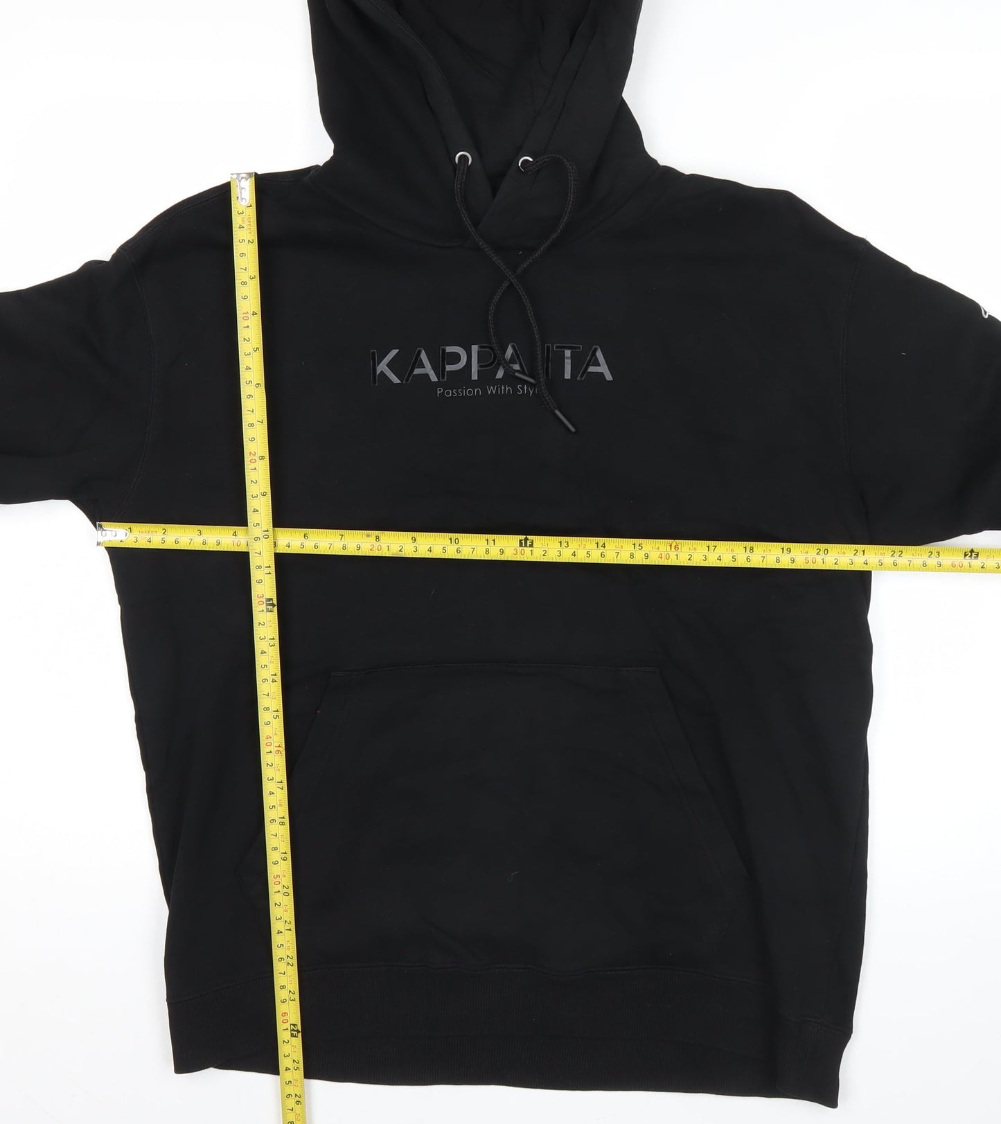 Kappa Men’s Black Pullover Hoodie L Regular Fit Logo Graphic