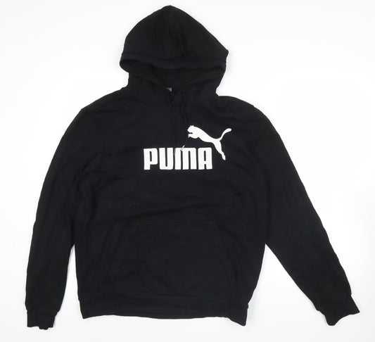Puma Mens Black Pullover Hoodie L Regular Fit Sports Logo