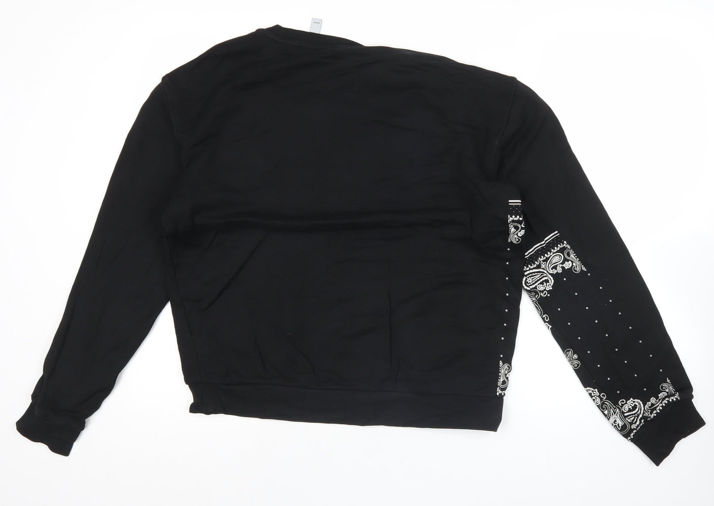Adidas Mens Black Sweatshirt M Logo Graphic Pullover Crew Neck
