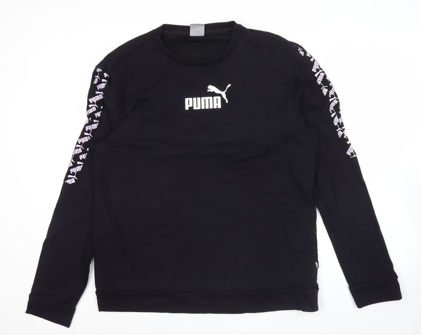 Puma Mens Black 2XL Crew Neck Logo Pullover Sweatshirt