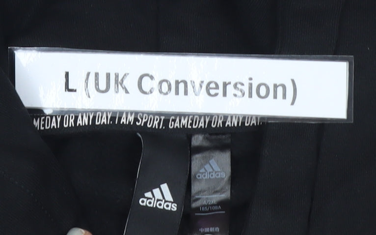 Adidas Mens Black Pullover Hoodie L Logo Sportswear Fleece
