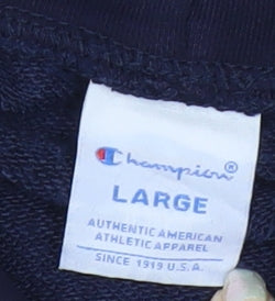 Champion Mens Blue Large Pullover Hoodie Logo Sports Sweatshirt