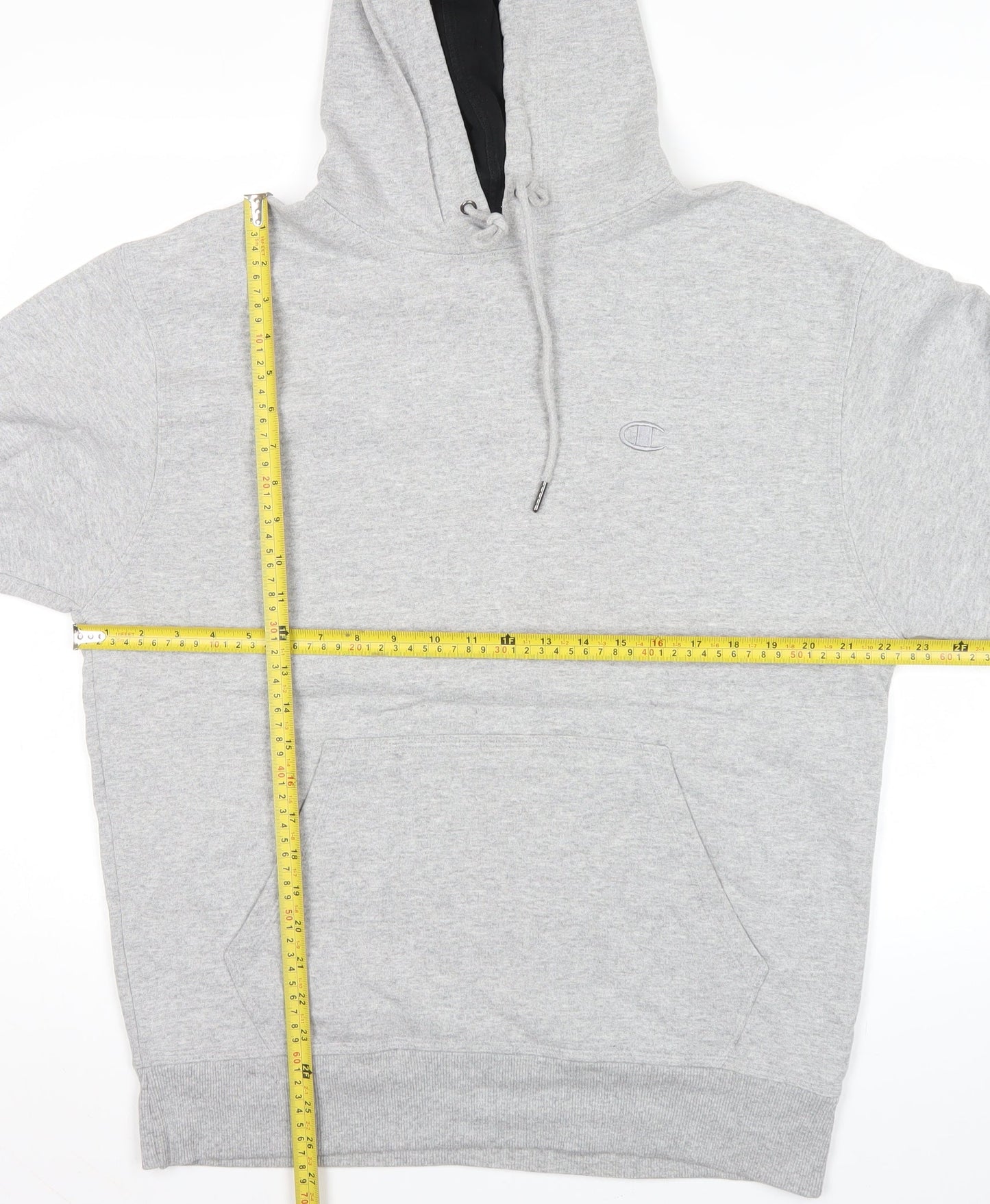 Champion Men’s Grey M Pullover Hoodie Fleece Logo Sweatshirt