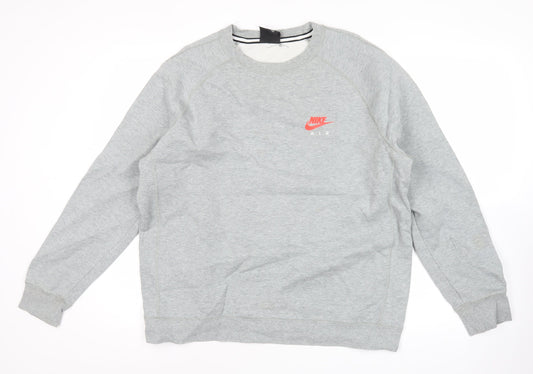 Nike Mens Grey 2XL Pullover Sweatshirt Crew Neck Logo Sportswear