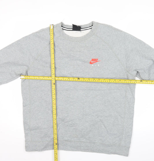 Nike Mens Grey 2XL Pullover Sweatshirt Crew Neck Logo Sportswear