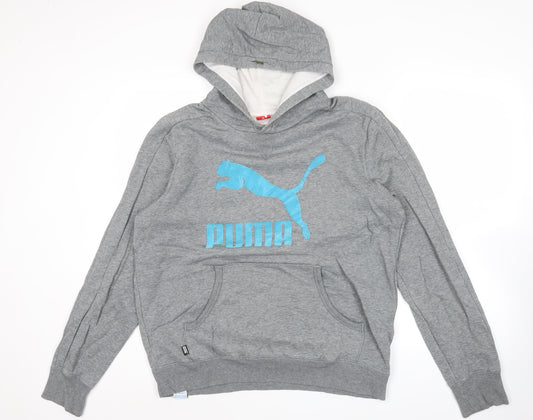 Puma Men’s Grey XL Pullover Hoodie with Logo Print