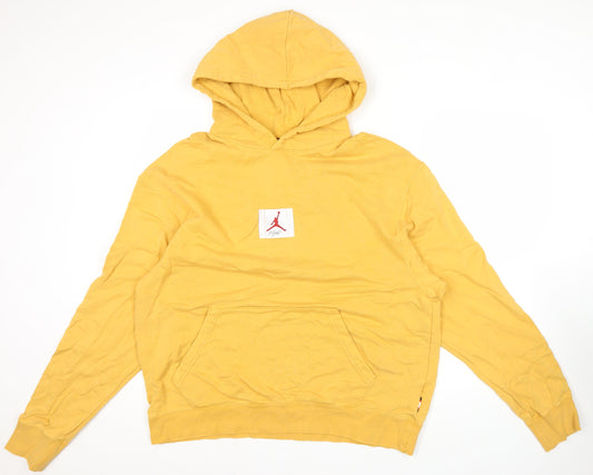 Nike Jordan Mens Yellow Pullover Hoodie 2XL Logo Graphic Sportswear