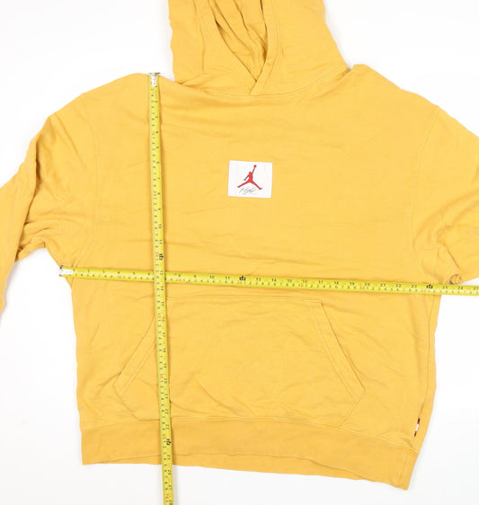 Nike Jordan Mens Yellow Pullover Hoodie 2XL Logo Graphic Sportswear