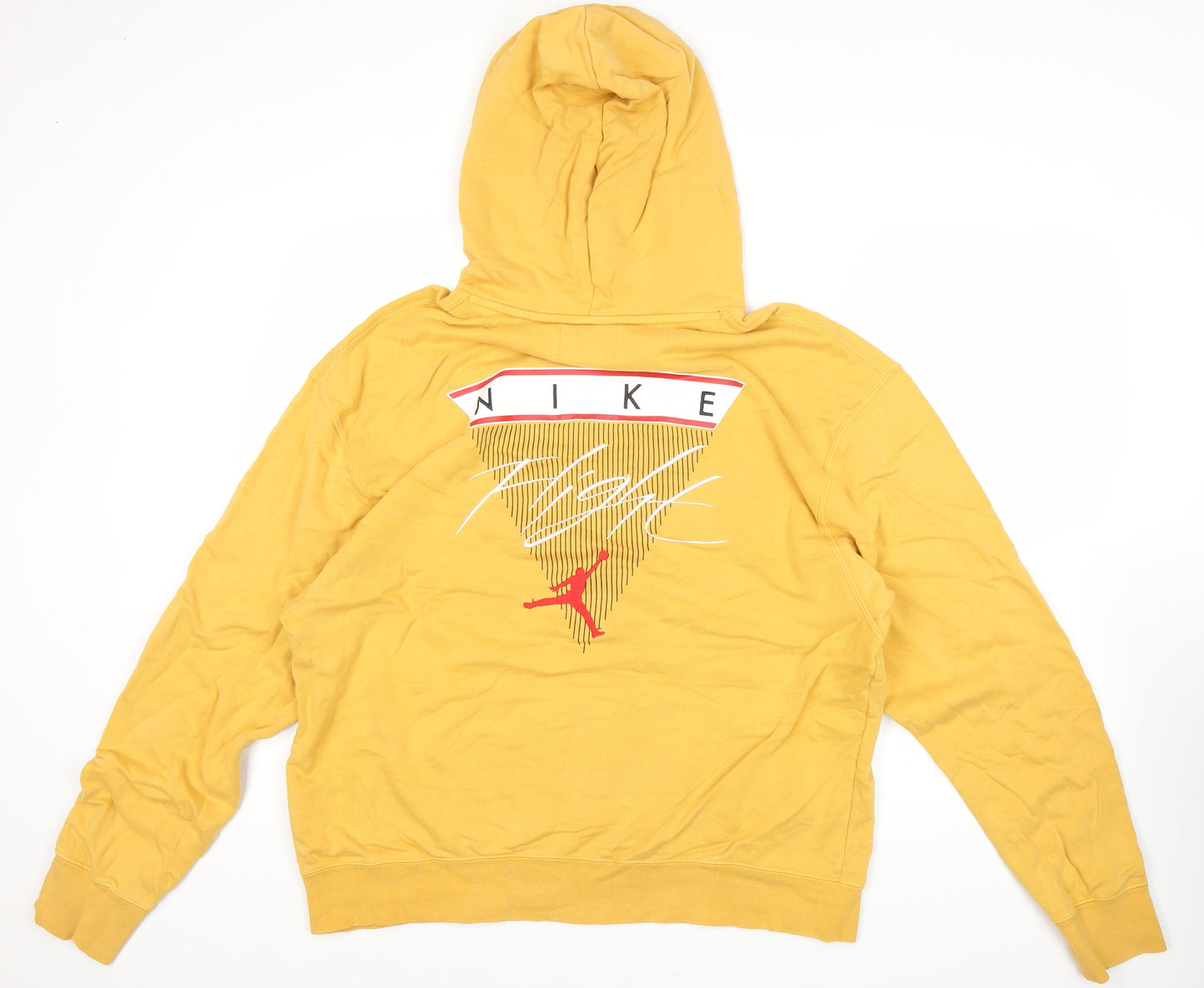 Nike Jordan Mens Yellow Pullover Hoodie 2XL Logo Graphic Sportswear