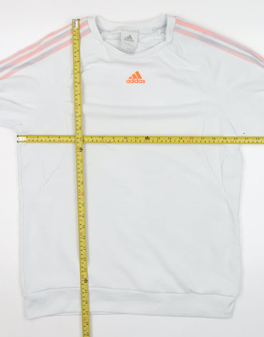 Adidas Mens White XL Pullover Sweatshirt Crew Neck Logo Sports