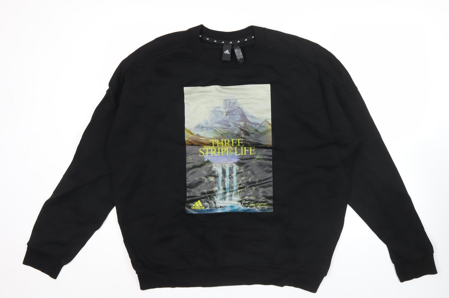 Adidas Men’s Black L Pullover Sweatshirt Graphic Print Sports