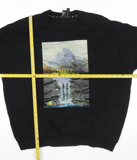 Adidas Men’s Black L Pullover Sweatshirt Graphic Print Sports