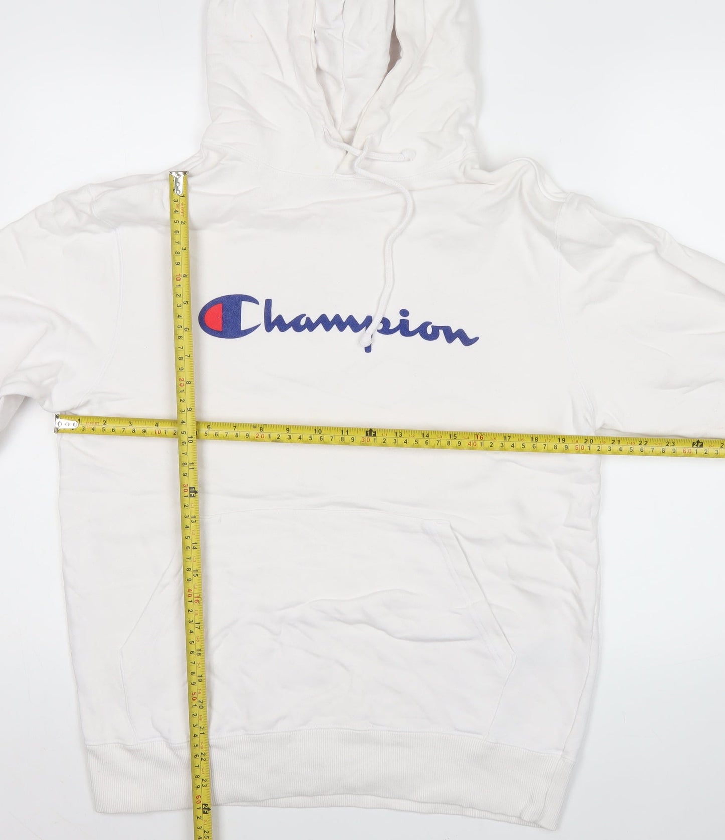 Champion Men’s White XL Pullover Hoodie Logo Graphic Sweatshirt