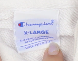 Champion Men’s White XL Pullover Hoodie Logo Graphic Sweatshirt