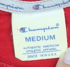 Champion Mens Red Medium Crew Neck Pullover Sweatshirt Logo Print