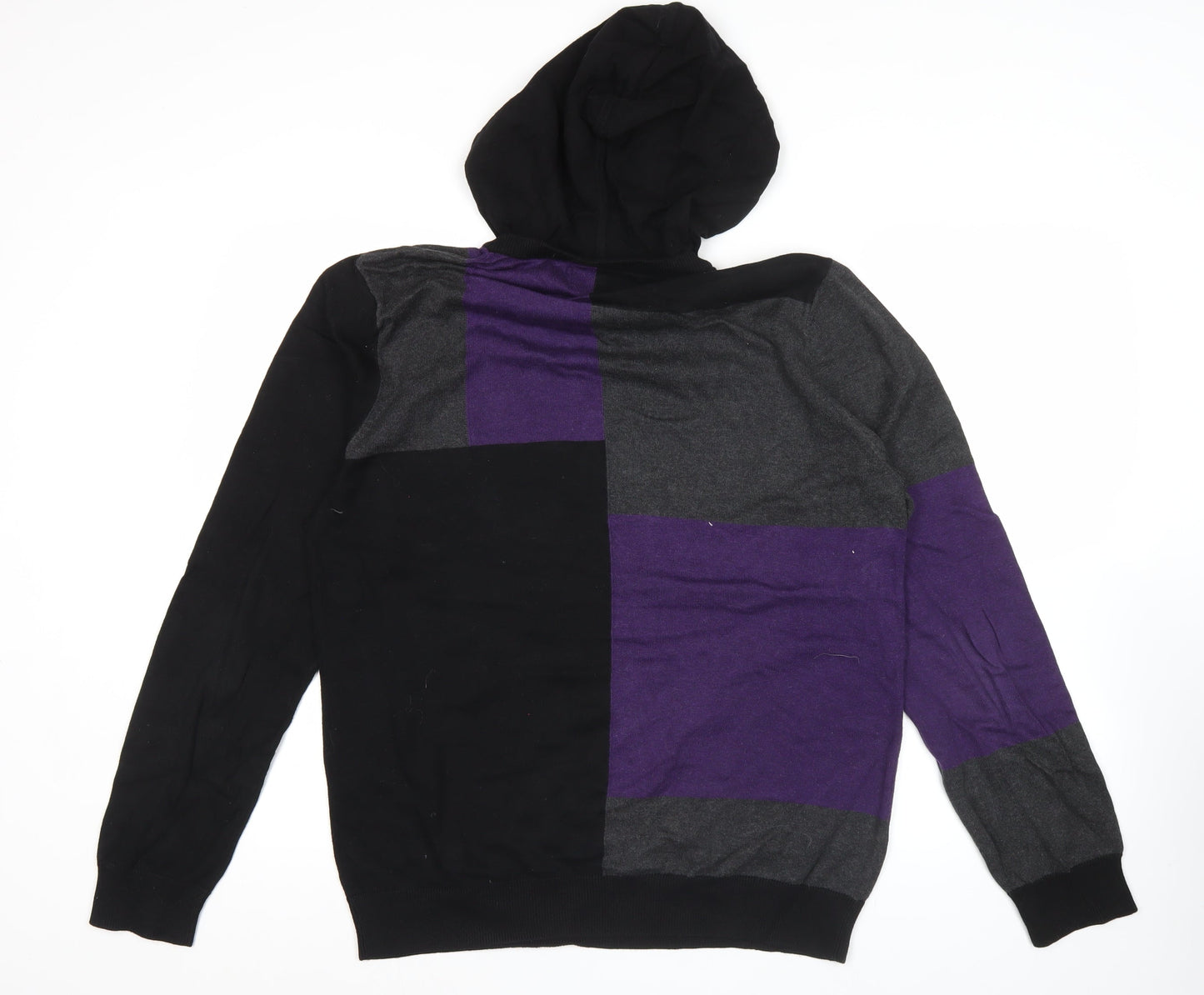 Jack & Jones Men’s XL Black Purple Grey Pullover Hoodie Logo Block Knit