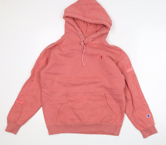 Champion Mens Pink Medium Pullover Hoodie Embroidered Logo Sportswear