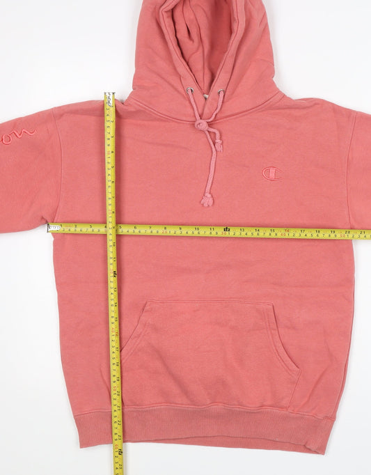 Champion Mens Pink Medium Pullover Hoodie Embroidered Logo Sportswear