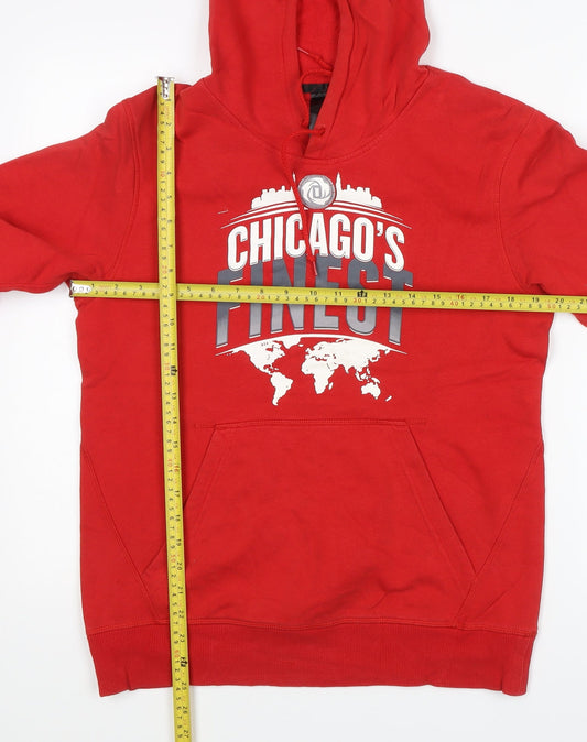 Adidas Men’s Red Pullover Hoodie Size M Graphic Print Chicago Sports