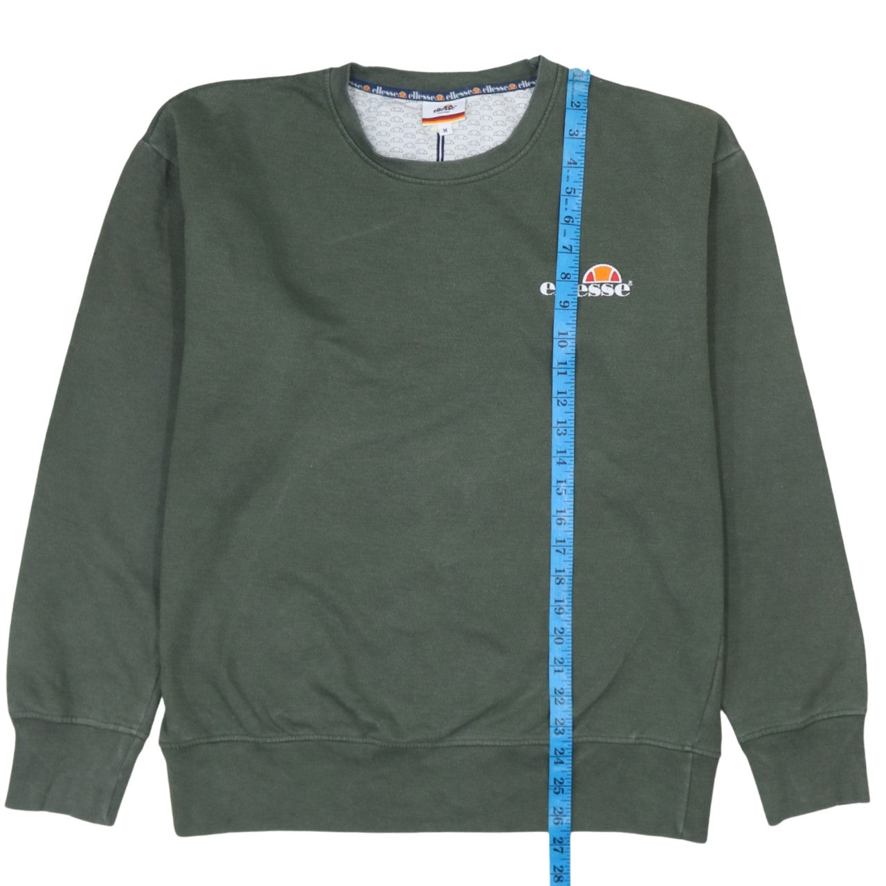 Ellesse Mens Green Sweatshirt Size M Crew Neck Pullover Logo Sportswear
