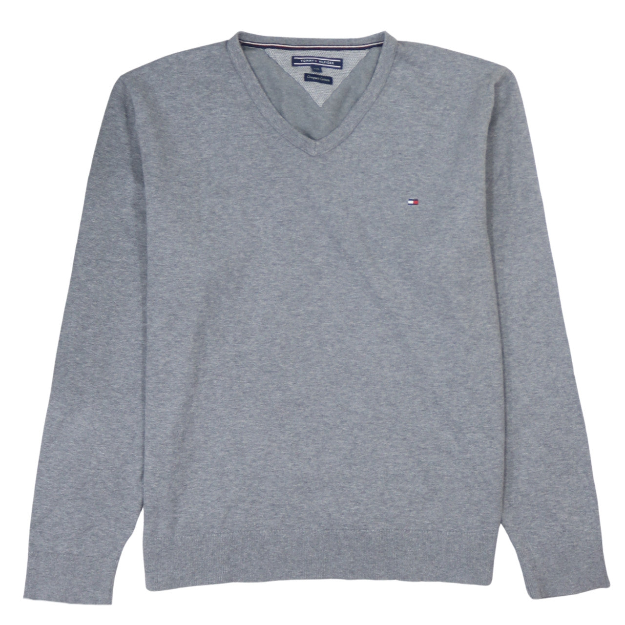 Tommy Hilfiger Men’s Grey V-Neck Cotton Jumper 2XL Regular